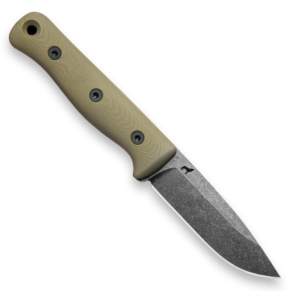 Reiff Knives F4 Bushcraft Knife - 4" CPM-3V Acid Stonewashed Carbon Blade OD Green G10 Handle