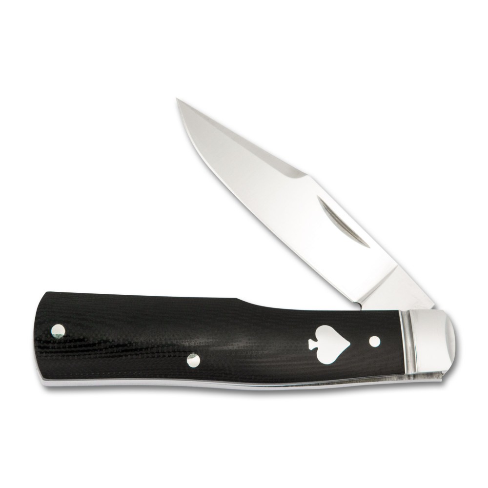 RoseCraft Blades UK EDC Savage Creek Gunstock Pocket Knife - 2.8" D2 Blade Black Micarta Handle