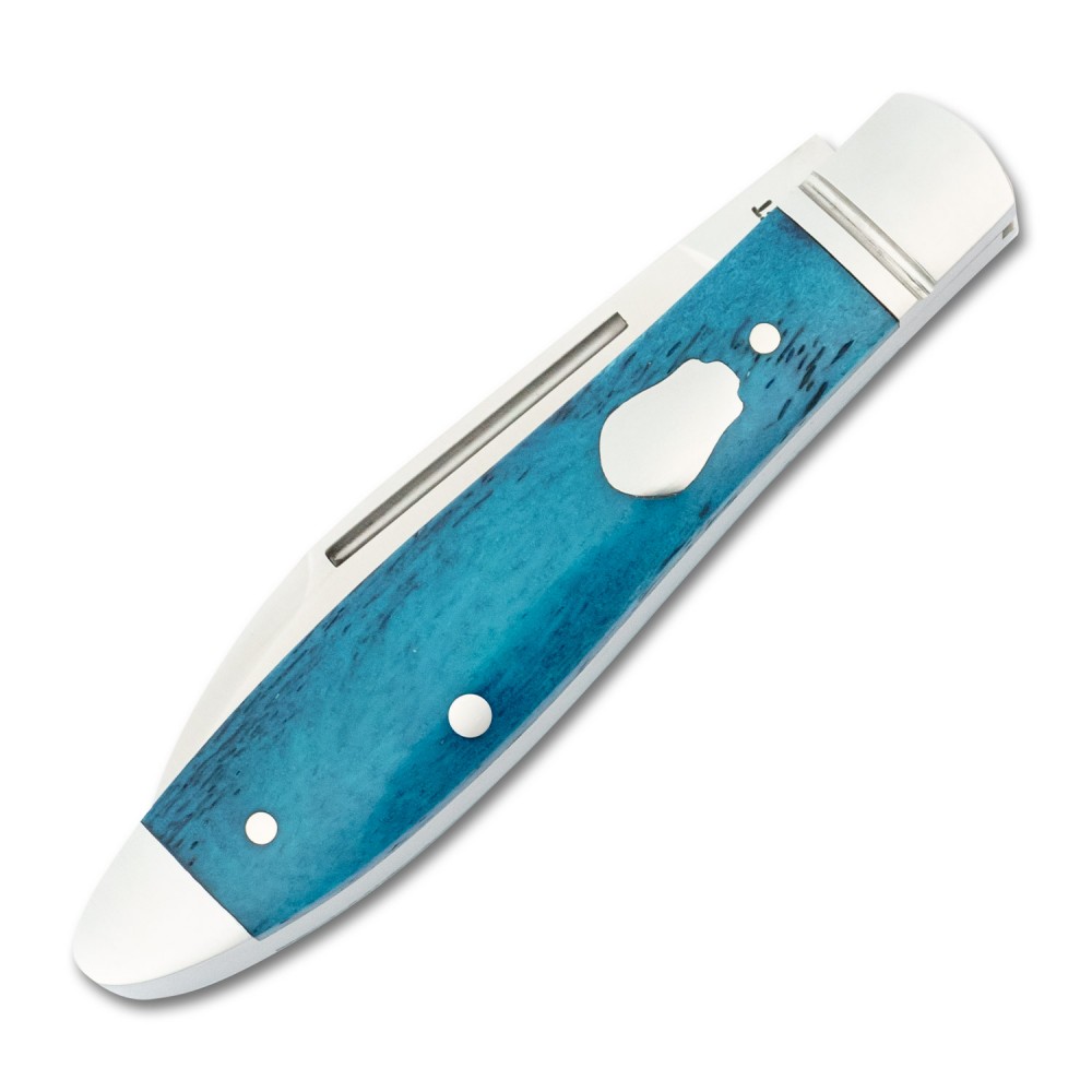 RoseCraft Blades Tansi Lake Tear Drop UK EDC Knife - 2.8" D2 Blade Blue Bone Handle