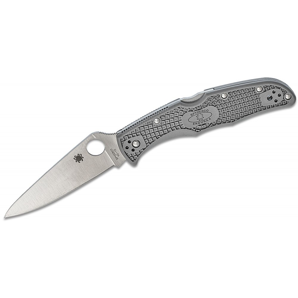 Spyderco Endura 4 Full Flat Ground - 3.75" VG10 Plain Blade Gray FRN Handle