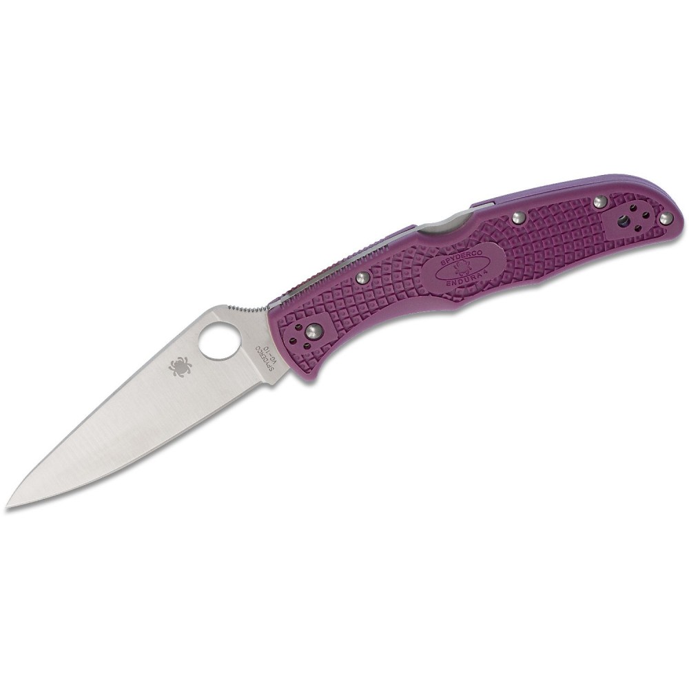 Spyderco Endura 4 Full Flat Ground - 3.75" VG10 Plain Blade Purple FRN Handle