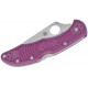 Spyderco Delica 4 Flat Ground Folding Knife - 2.87" VG10 Satin Plain Blade Purple Handle