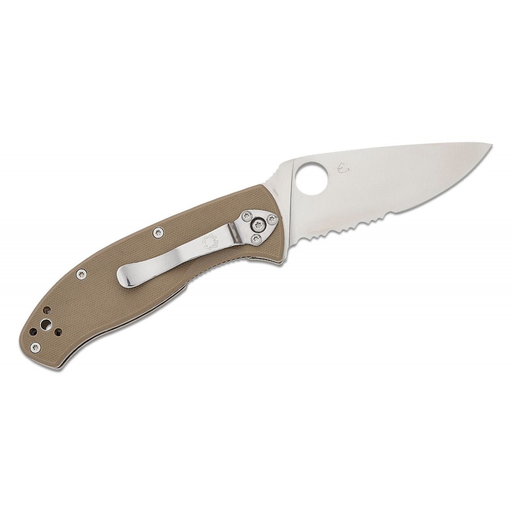 Spyderco Tenacious Folding Knife - 3.35" CPM-M4 Satin Combo Blade Brown G10 Handle