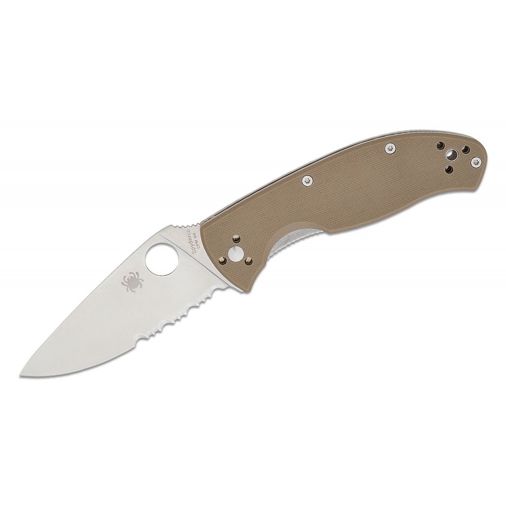 Spyderco Tenacious Folding Knife - 3.35" CPM-M4 Satin Combo Blade Brown G10 Handle