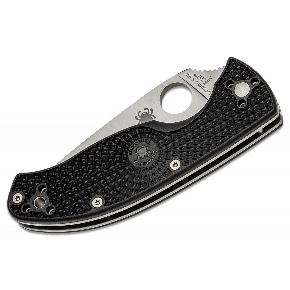 Spyderco Lightweight Tenacious Folding Knife - 3.39" Plain Blade Black Handle