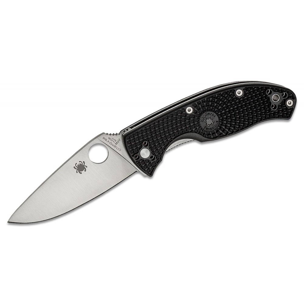 Spyderco Lightweight Tenacious Folding Knife - 3.39" Plain Blade Black Handle