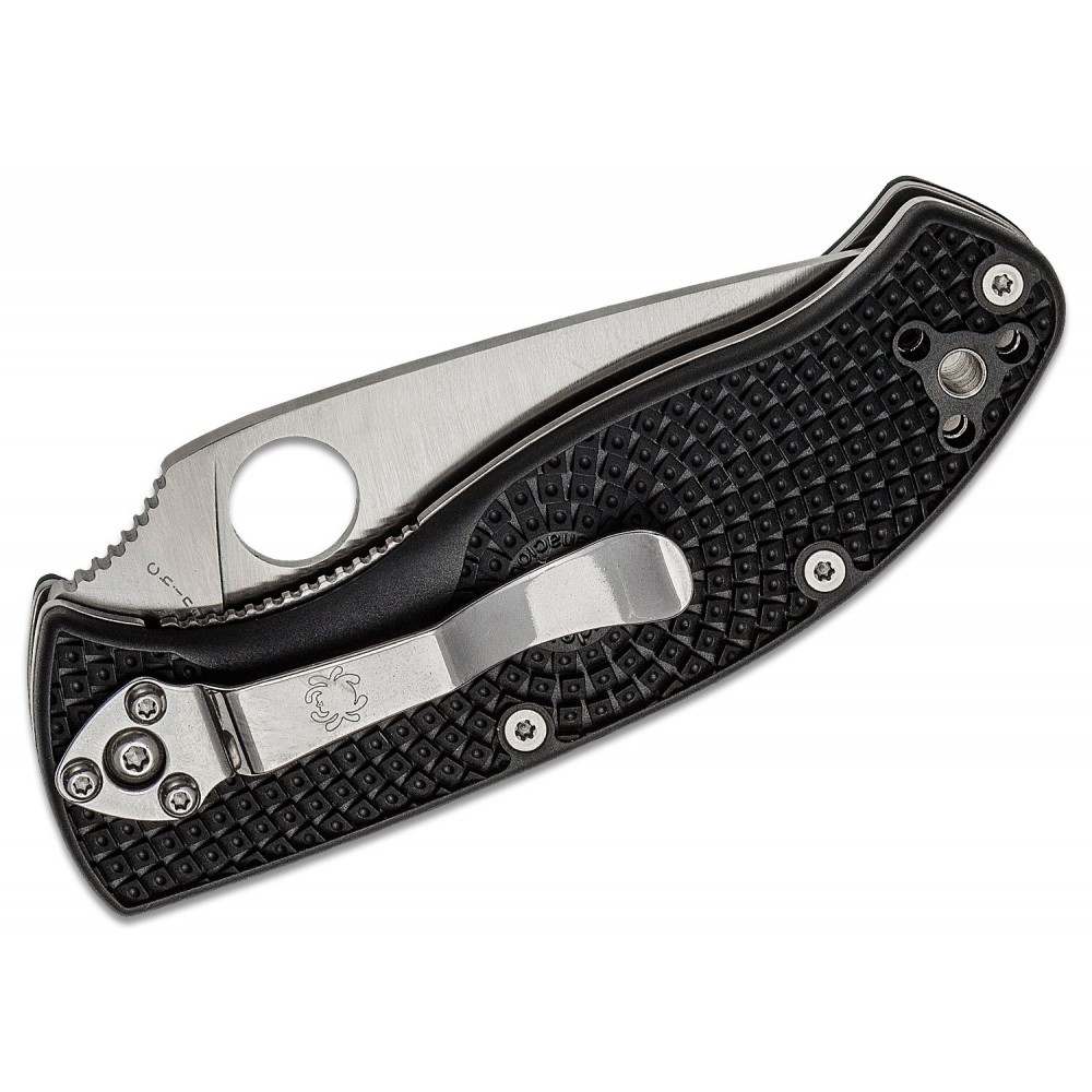 Spyderco Lightweight Tenacious Folding Knife - 3.39" Plain Blade Black Handle