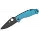 Spyderco Tenacious R.I.L Folding Knife - 3.35" Black Plain Blade Blue Titanium Handle