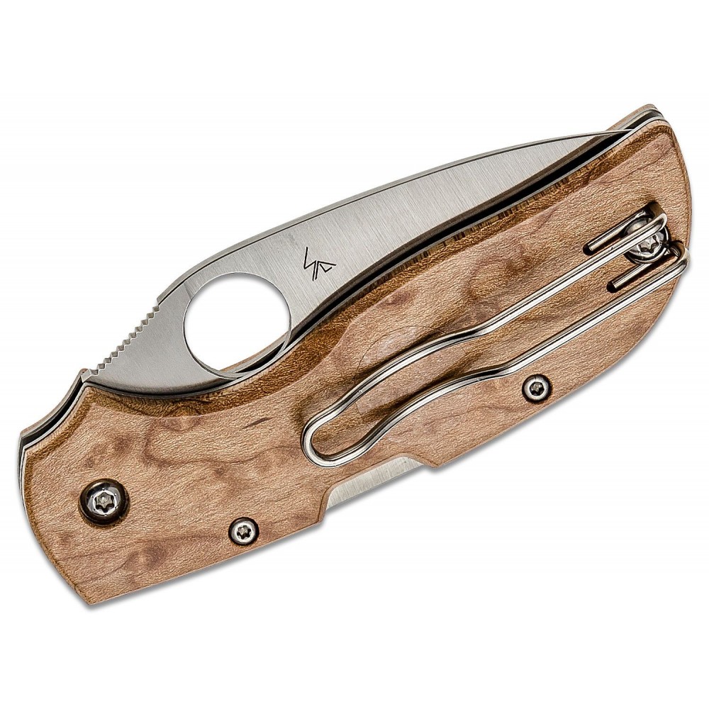 Spyderco Chaparral Folding Knife - 2.79" CTS-XHP Plain Blade Birdseye Maple Wood Handle