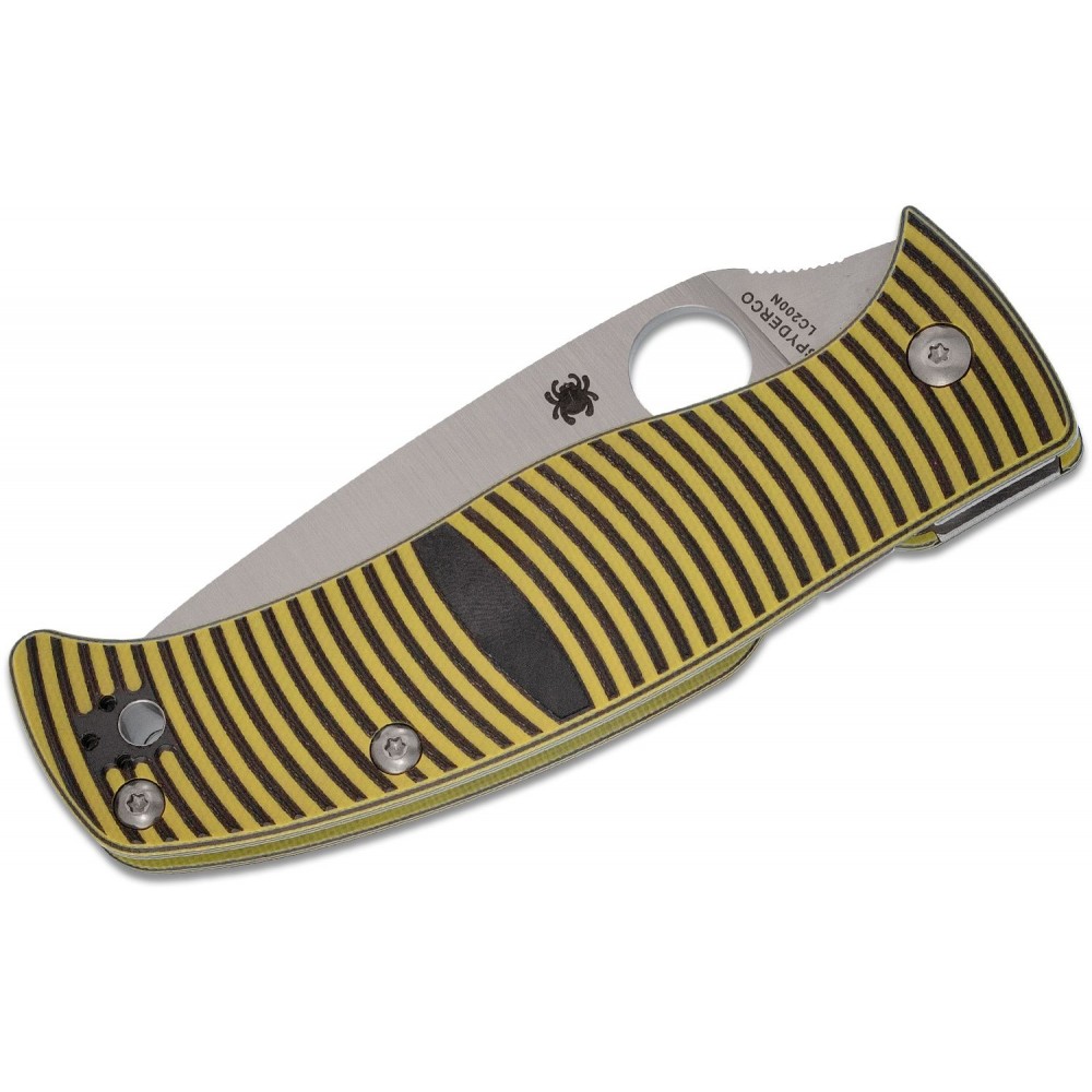 Spyderco Caribbean Salt Folding Knife - 3.7" LC200N Leaf Shaped Blade 3D Machined G10 Handle