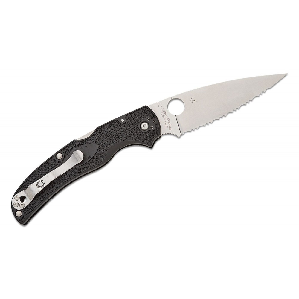 Spyderco Native Chief Lightweight Folding Knife - 4" CTS-BD1N Serrated Blade Black Handle