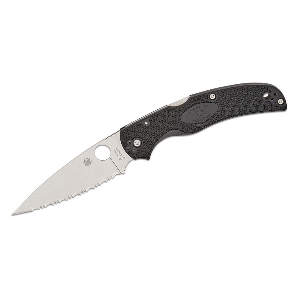 Spyderco Native Chief Lightweight Folding Knife - 4" CTS-BD1N Serrated Blade Black Handle