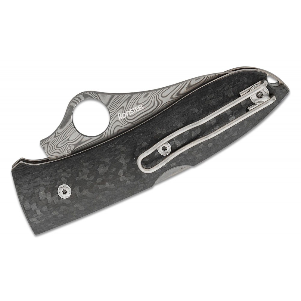 Spyderco Max SpyOpera Sprint Run Folding Knife - 2.9" Thor Damasteel Blade Carbon Fiber Handle