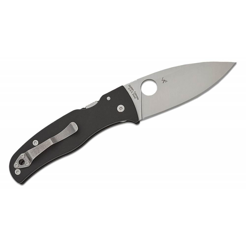 Spyderco Bodacious Folding Knife - 3.66" S30V Satin Leaf Shaped Plain Blade Smooth Black G10 Handle