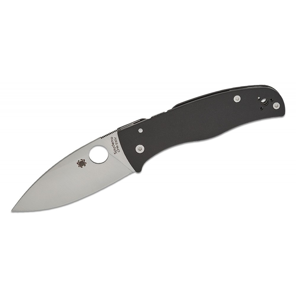 Spyderco Bodacious Folding Knife - 3.66" S30V Satin Leaf Shaped Plain Blade Smooth Black G10 Handle