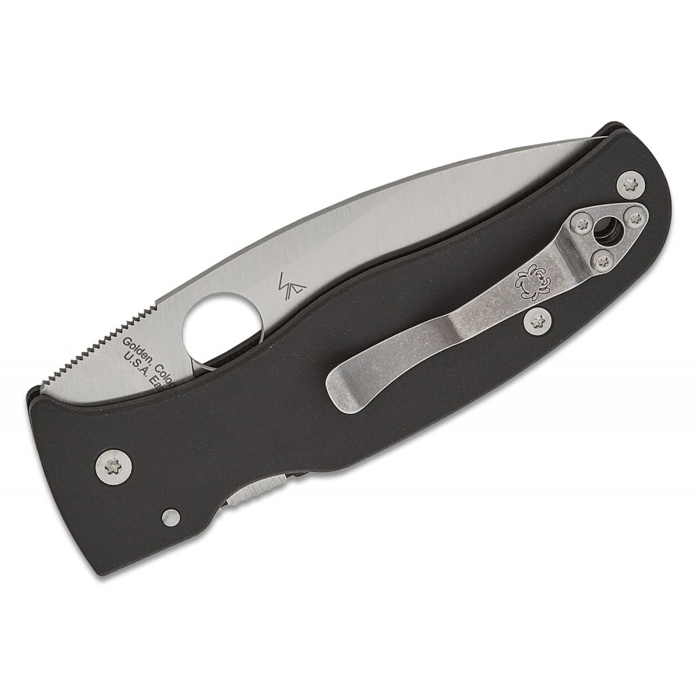 Spyderco Bodacious Folding Knife - 3.66" S30V Satin Leaf Shaped Plain Blade Smooth Black G10 Handle