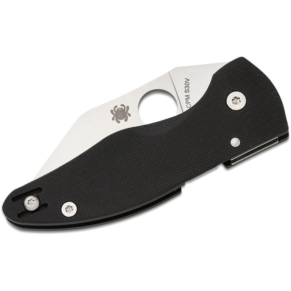 Spyderco MicroJimbo Folding Knife - 2.45" S30V Satin Plain Blade Black G10 Handle