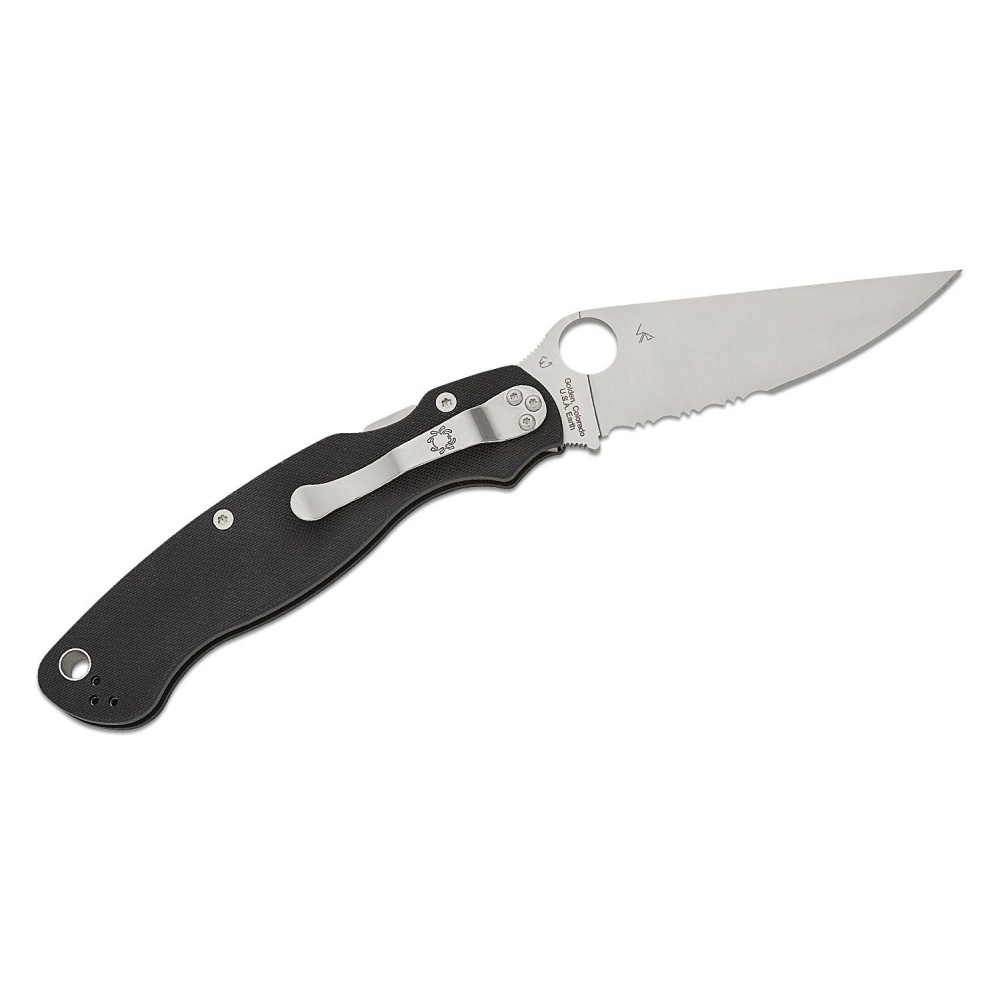 Spyderco Military 2 Compression Lock Folding Knife - 4" S30V Satin Combo Blade Black G10 Handle