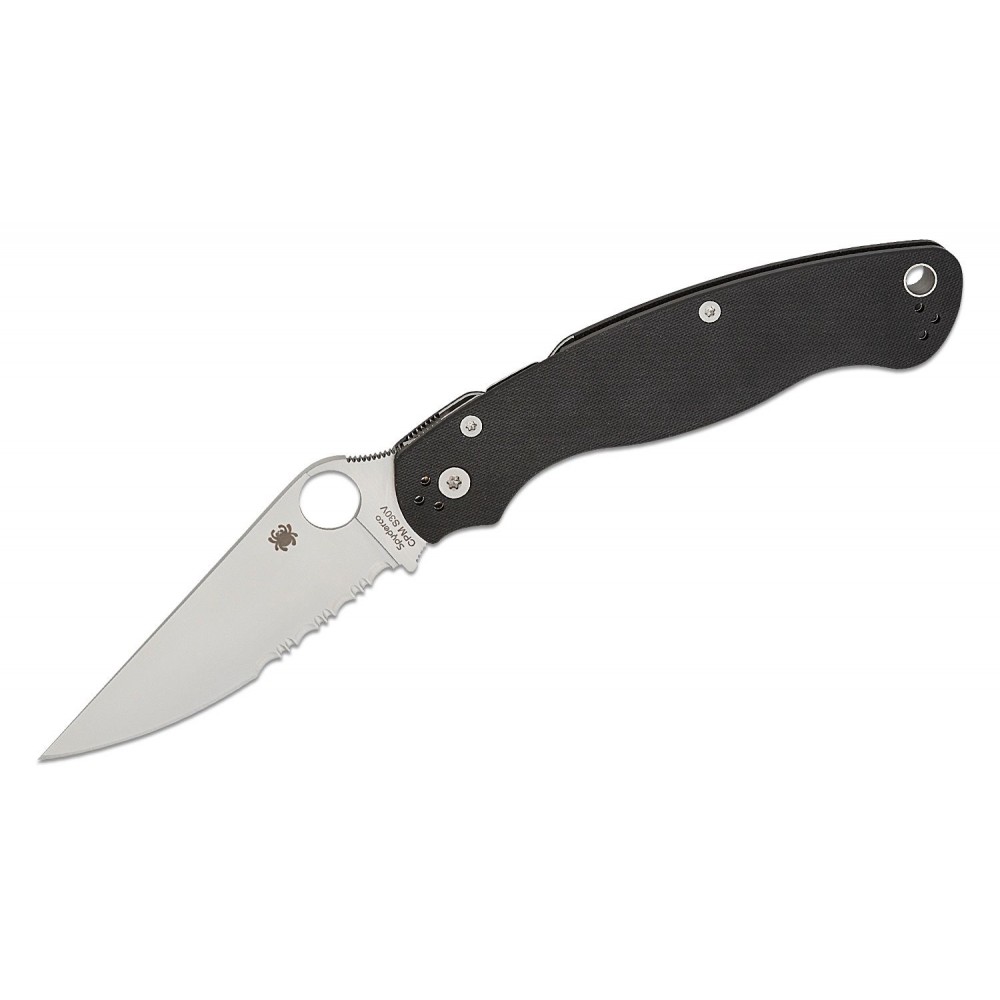 Spyderco Military 2 Compression Lock Folding Knife - 4" S30V Satin Combo Blade Black G10 Handle