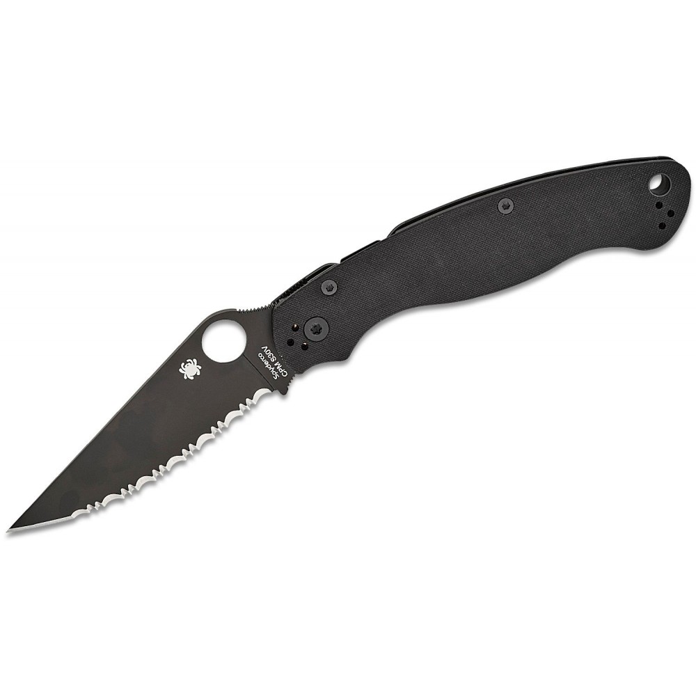 Spyderco Military 2 Folding Knife - 4" S30V Black DLC Serrated Blade Black G10 Handle