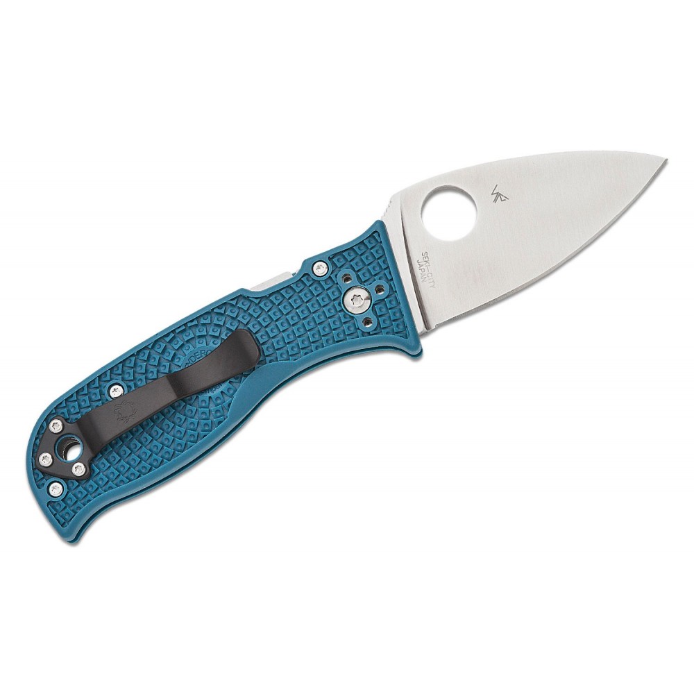 Spyderco Lil' Temperance 3 Folding Knife - 2.92" K390 Satin Plain Blade Blue FRN Handle