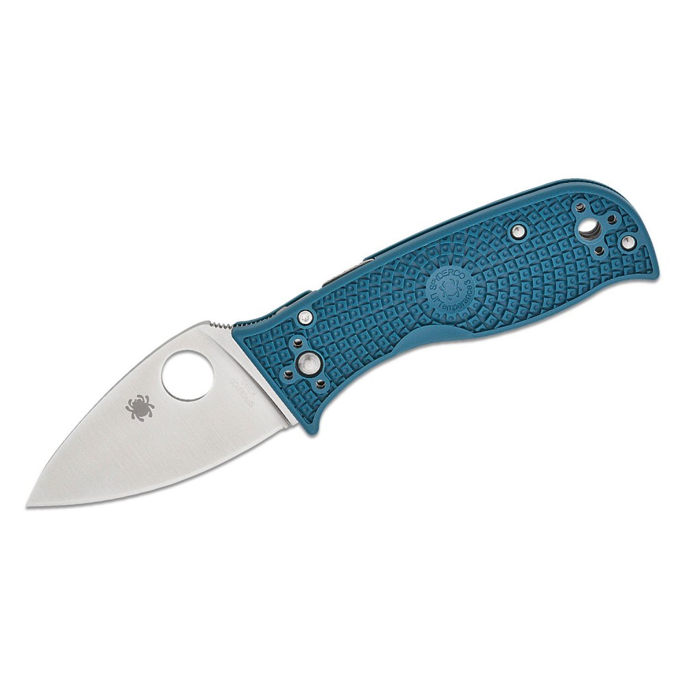 Spyderco Lil' Temperance 3 Folding Knife - 2.92" K390 Satin Plain Blade Blue FRN Handle