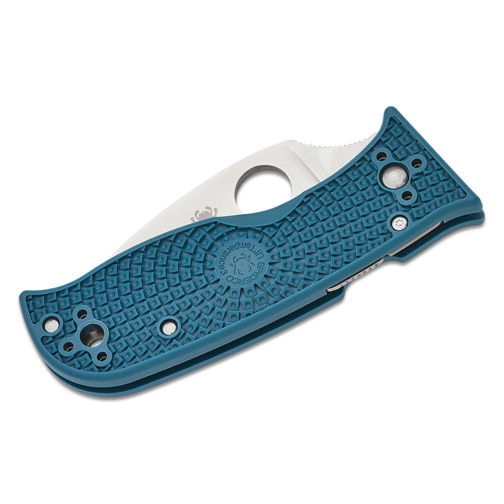 Spyderco Lil' Temperance 3 Folding Knife - 2.92" K390 Satin Plain Blade Blue FRN Handle