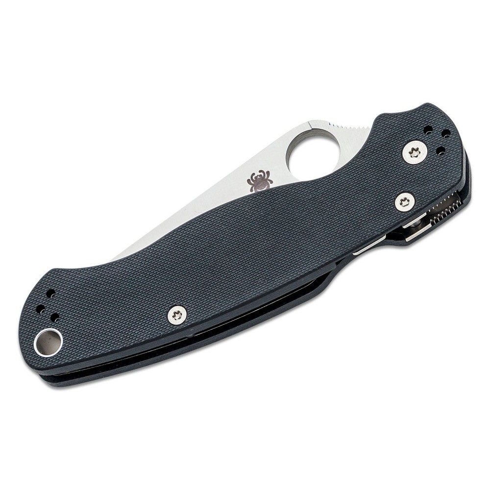 Spyderco Paramilitary 2 Folding Knife - 3.45" CPM-S45VN Satin Plain Blade Black G10 Handle