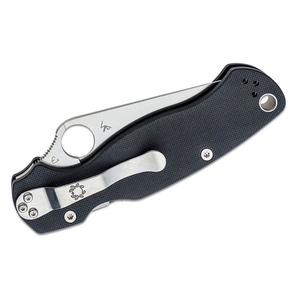 Spyderco Paramilitary 2 Folding Knife - 3.45" CPM-S45VN Satin Plain Blade Black G10 Handle