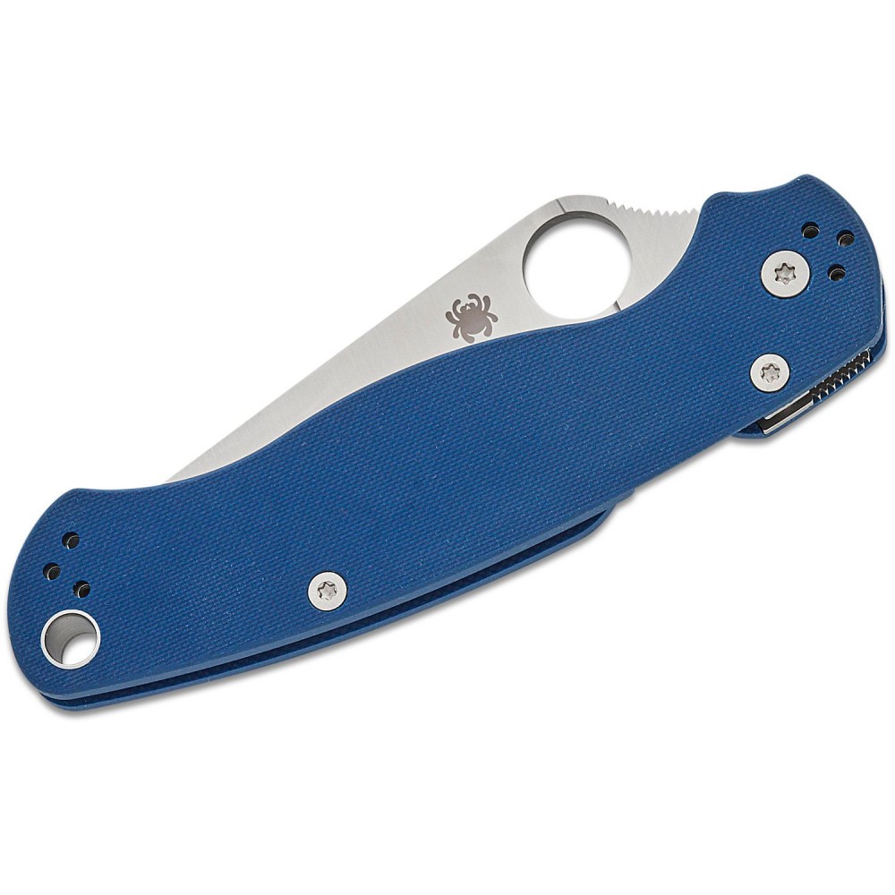 Spyderco Paramilitary 2 Folding Knife - 3.45" CPM-SPY27 Satin Plain Blade Cobalt Blue G10 Handle