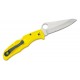 Spyderco Pacific Salt 2 Folding Knife - 3.78" H2 Satin Plain Blade, Yellow FRN Handle