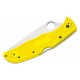 Spyderco Pacific Salt 2 Folding Knife - 3.78" H2 Satin Plain Blade, Yellow FRN Handle