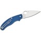 Spyderco UK Penknife Folding Knife - 2.95" CPM-SPY27 Leaf-Shaped Satin Plain Blade Cobalt Blue FRN Handle