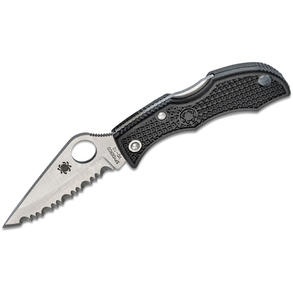 Spyderco Ladybug 3 - 1.93" Satin Serrated Blade Black Handle