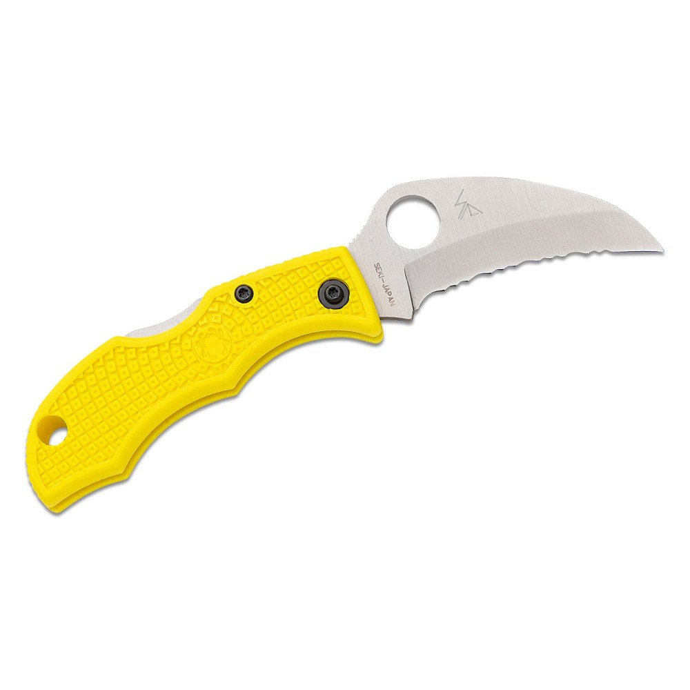 Spyderco Ladybug 3 Salt Folding Knife - 1.94" H1 Rust Proof Serrated Blade Yellow Handle