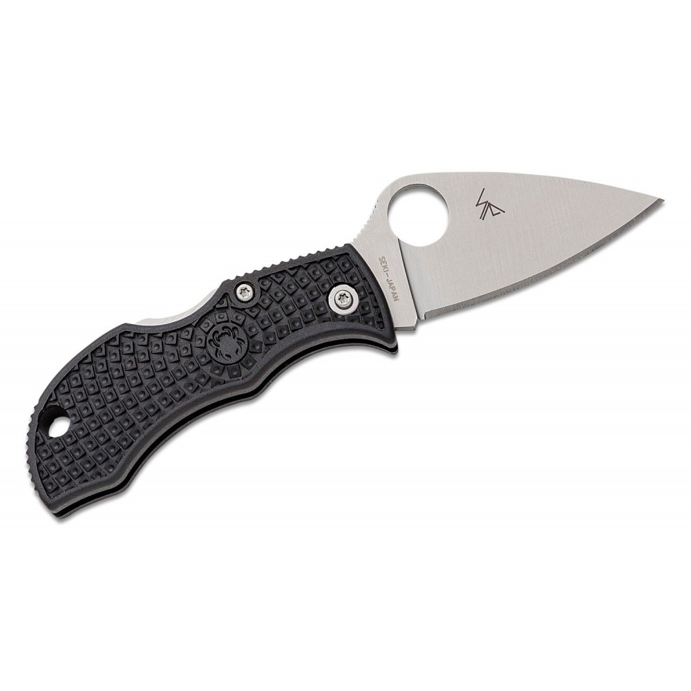 Spyderco Manbug Folding Knife - 1.9" VG10 Satin Leaf Shaped Pain Blade, Black FRN Handle