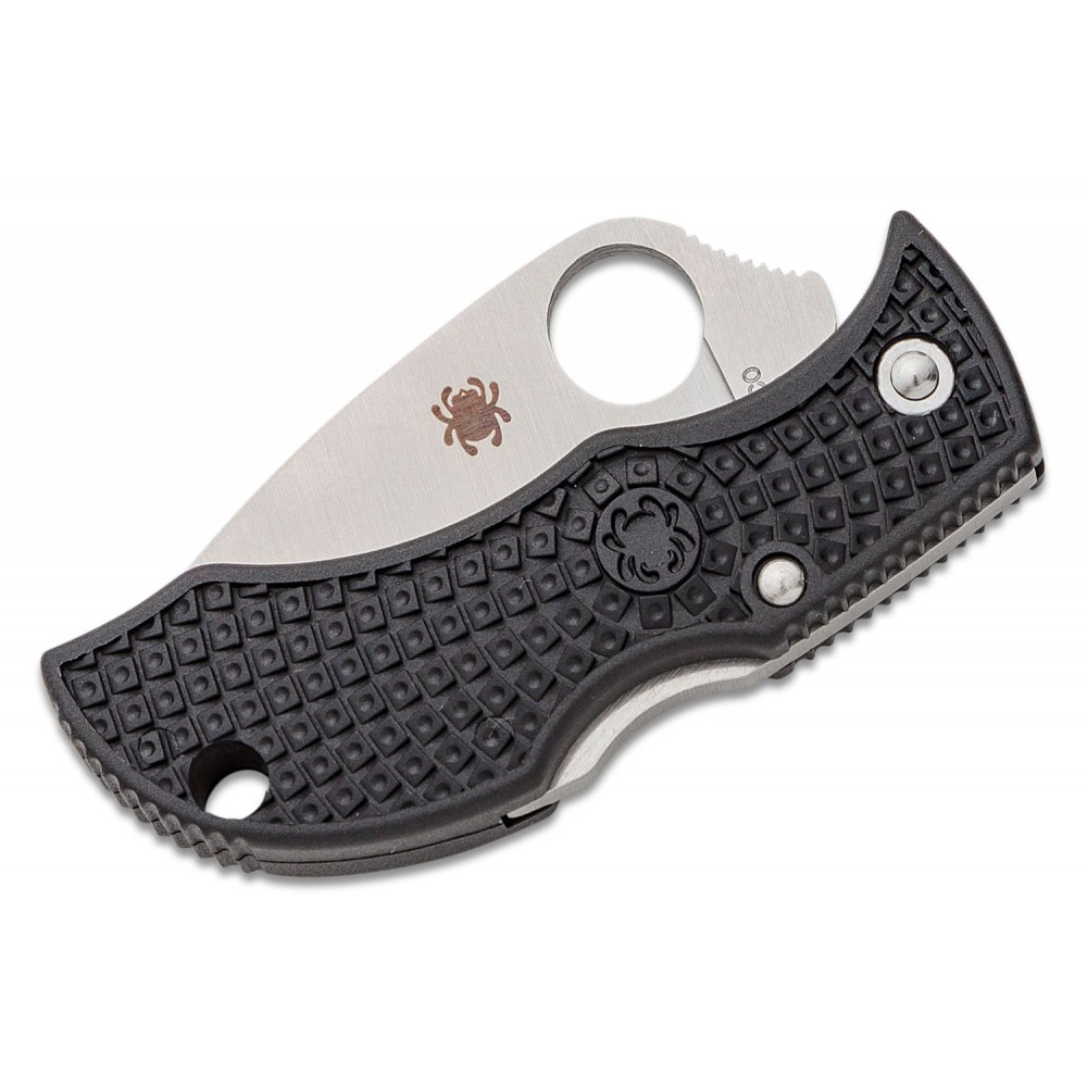 Spyderco Manbug Folding Knife - 1.9" VG10 Satin Leaf Shaped Pain Blade, Black FRN Handle