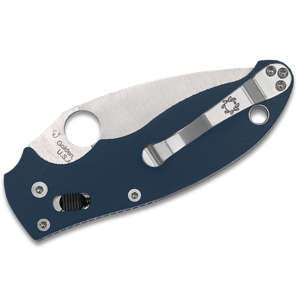 Spyderco Manix 2  - 3.37" CPM-SPY27 Plain Blade Cobalt Blue G10 Handle