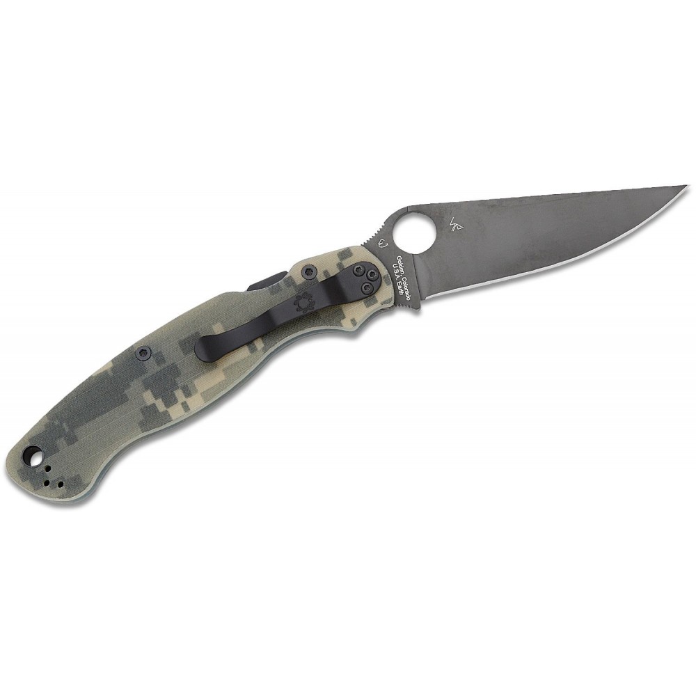 Spyderco Military 2 Folding Knife - 4" S30V Black DLC Plain Blade Digital Camo G10 Handle