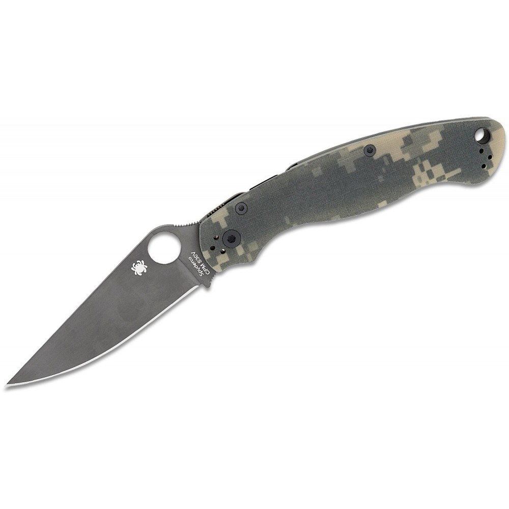 Spyderco Military 2 Folding Knife - 4" S30V Black DLC Plain Blade Digital Camo G10 Handle