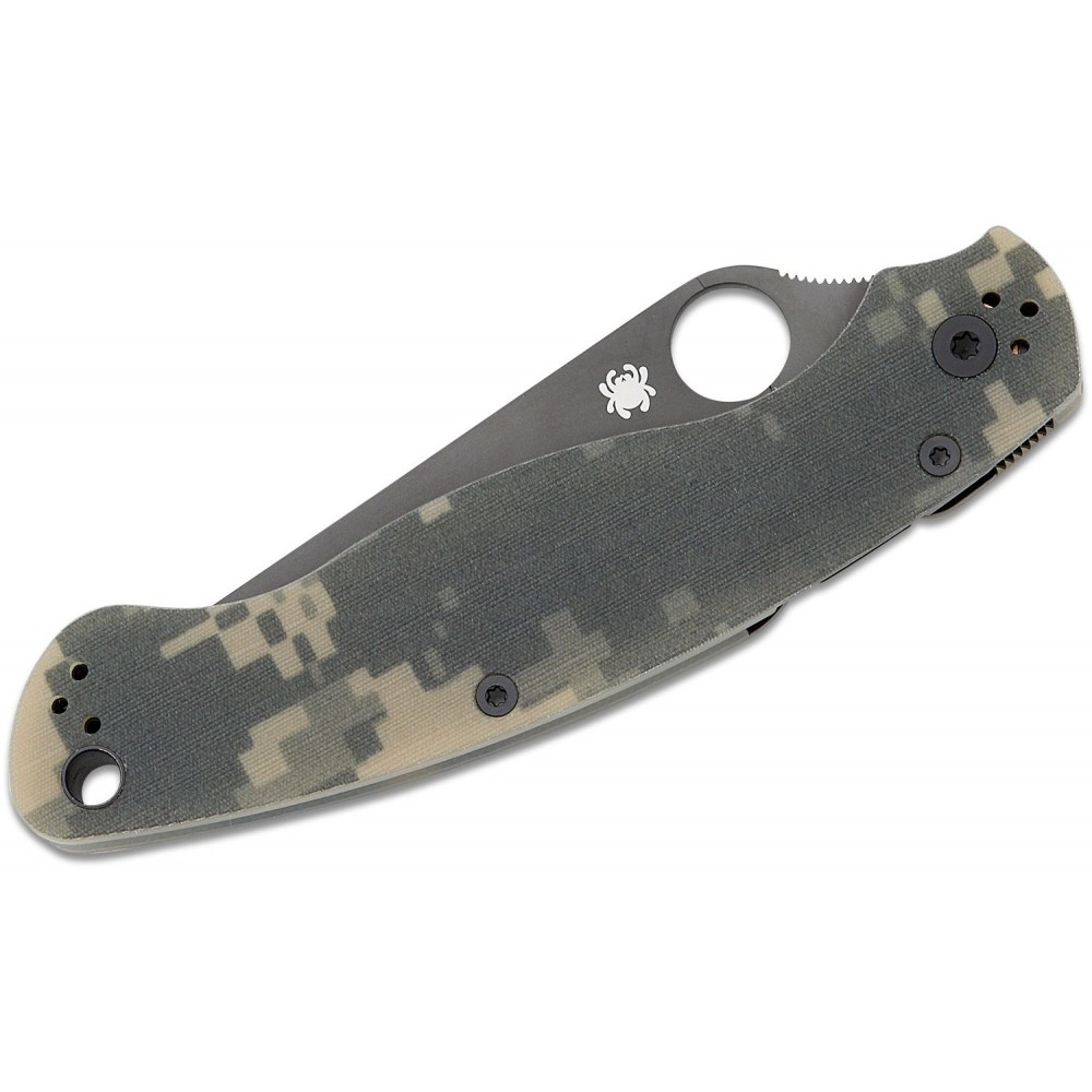 Spyderco Military 2 Folding Knife - 4" S30V Black DLC Plain Blade Digital Camo G10 Handle