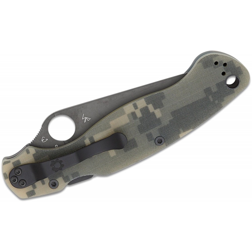 Spyderco Military 2 Folding Knife - 4" S30V Black DLC Plain Blade Digital Camo G10 Handle