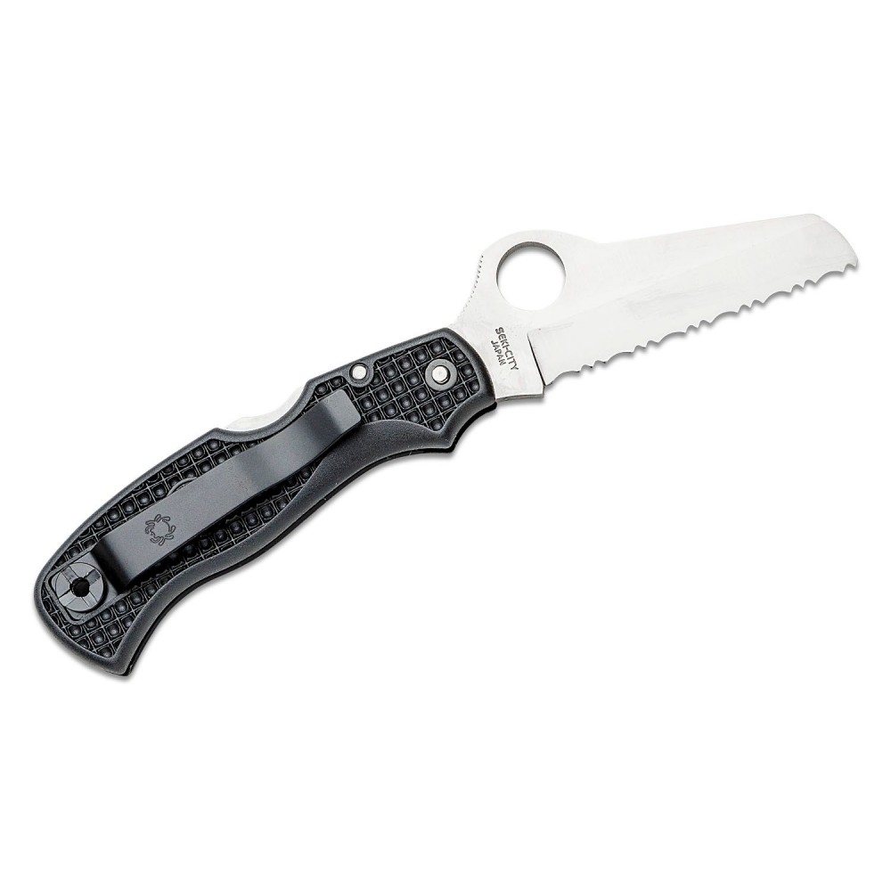 Spyderco Rescue Folding Knife - 3.1" VG10 Satin Serrated Blade Black FRN Handle