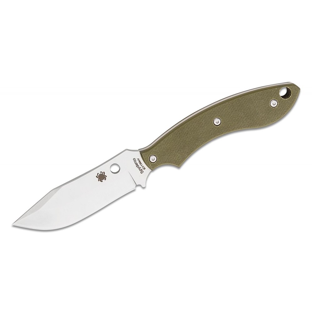 Spyderco Sjoerd Stok Bowie Knife - 2.95" Satin Plain Blade OD Green G10 Handle