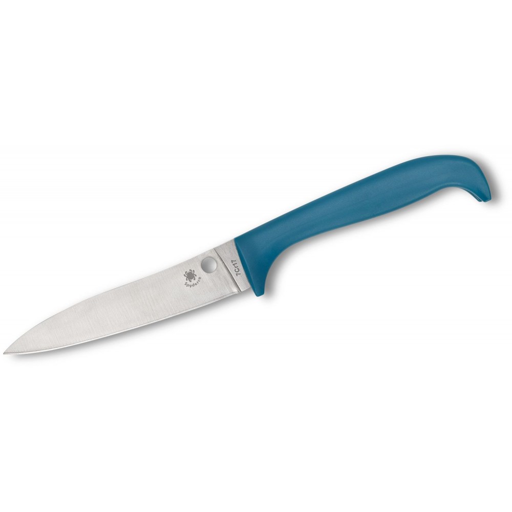 Spyderco Counter Puppy Kitchen Knife - 3.46" 7Cr17 Blade Blue Plastic Handle