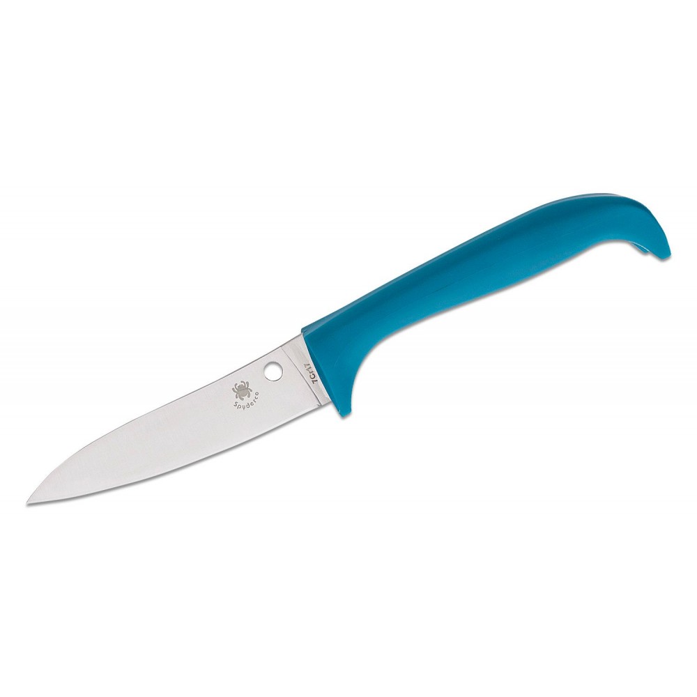 Spyderco Counter Critter Kitchen Knife - 3.95" 7Cr17 Plain Blade Blue Plastic Handle