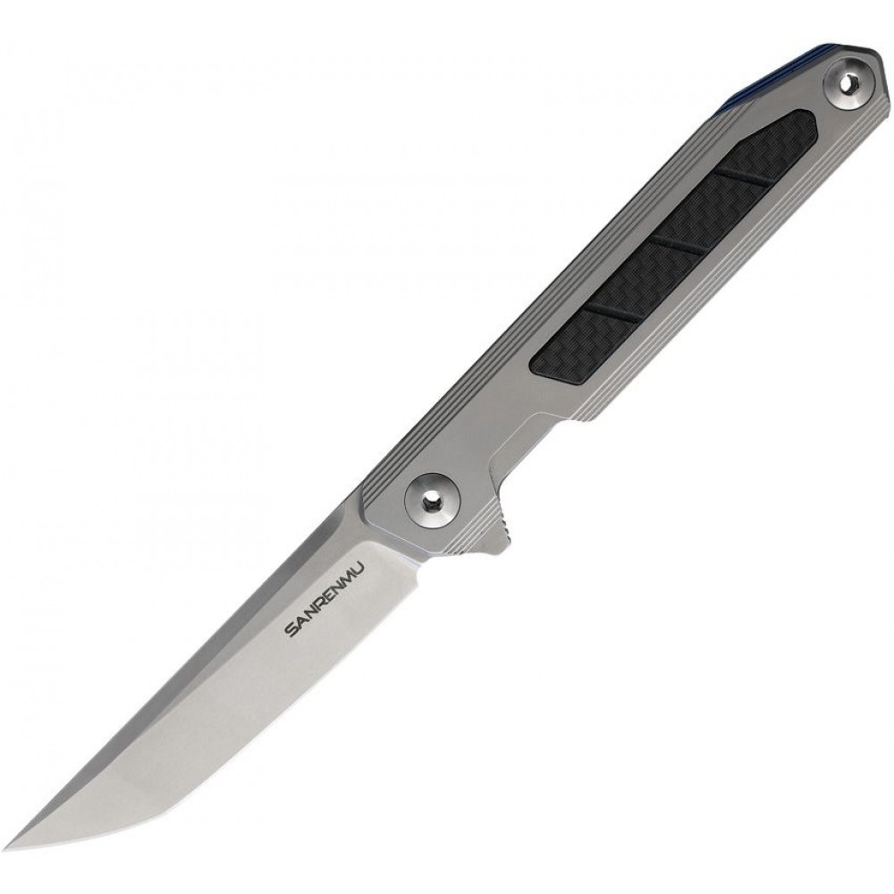 SRM Knives 1162 Folding Knife - 3.63" 14C28N Stainless Steel Tanto Blade Stainless Steel Handle