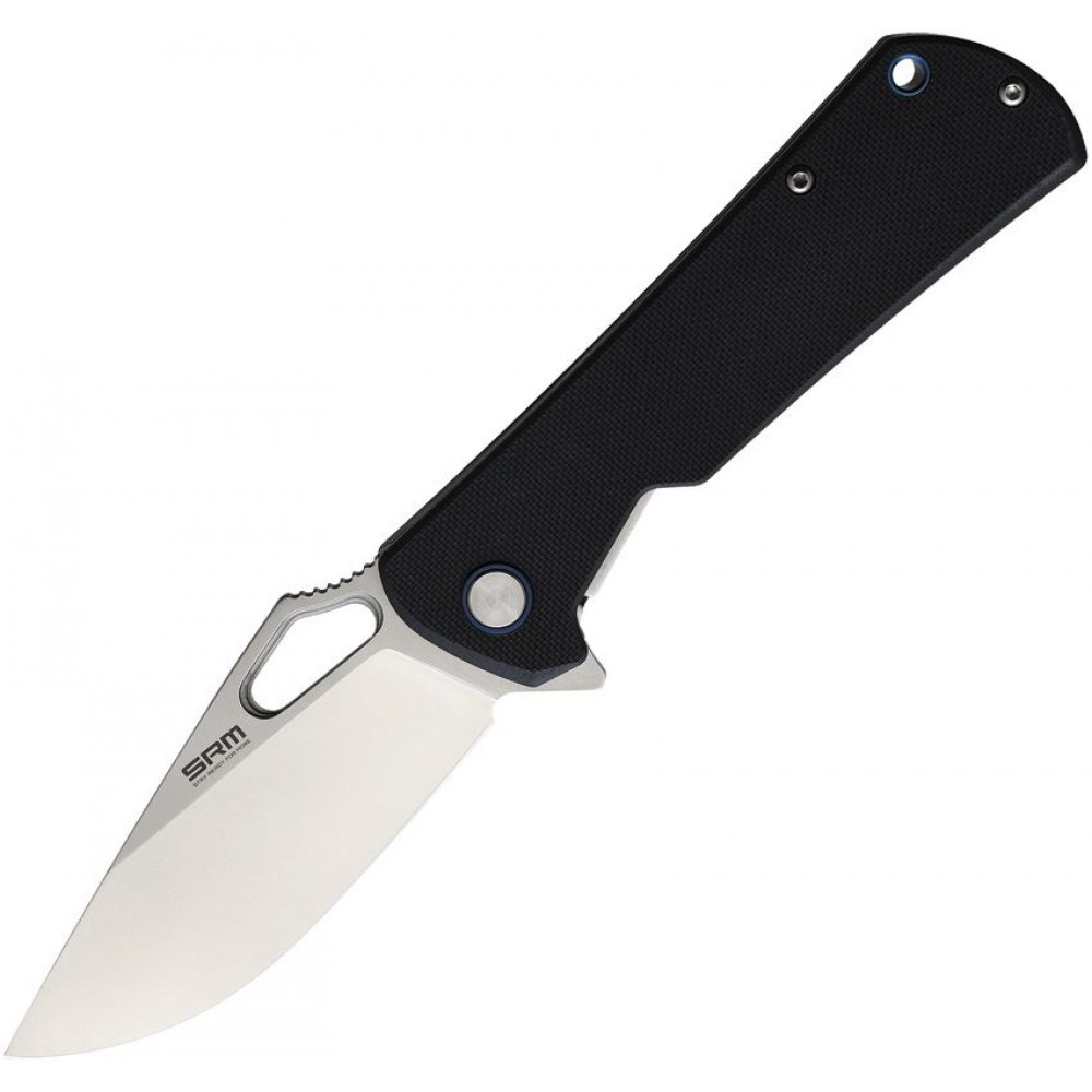 SRM Knives 1168 Linerlock Folding Knife - 3.5" D2 Tool Steel Blade Black G10 Handle