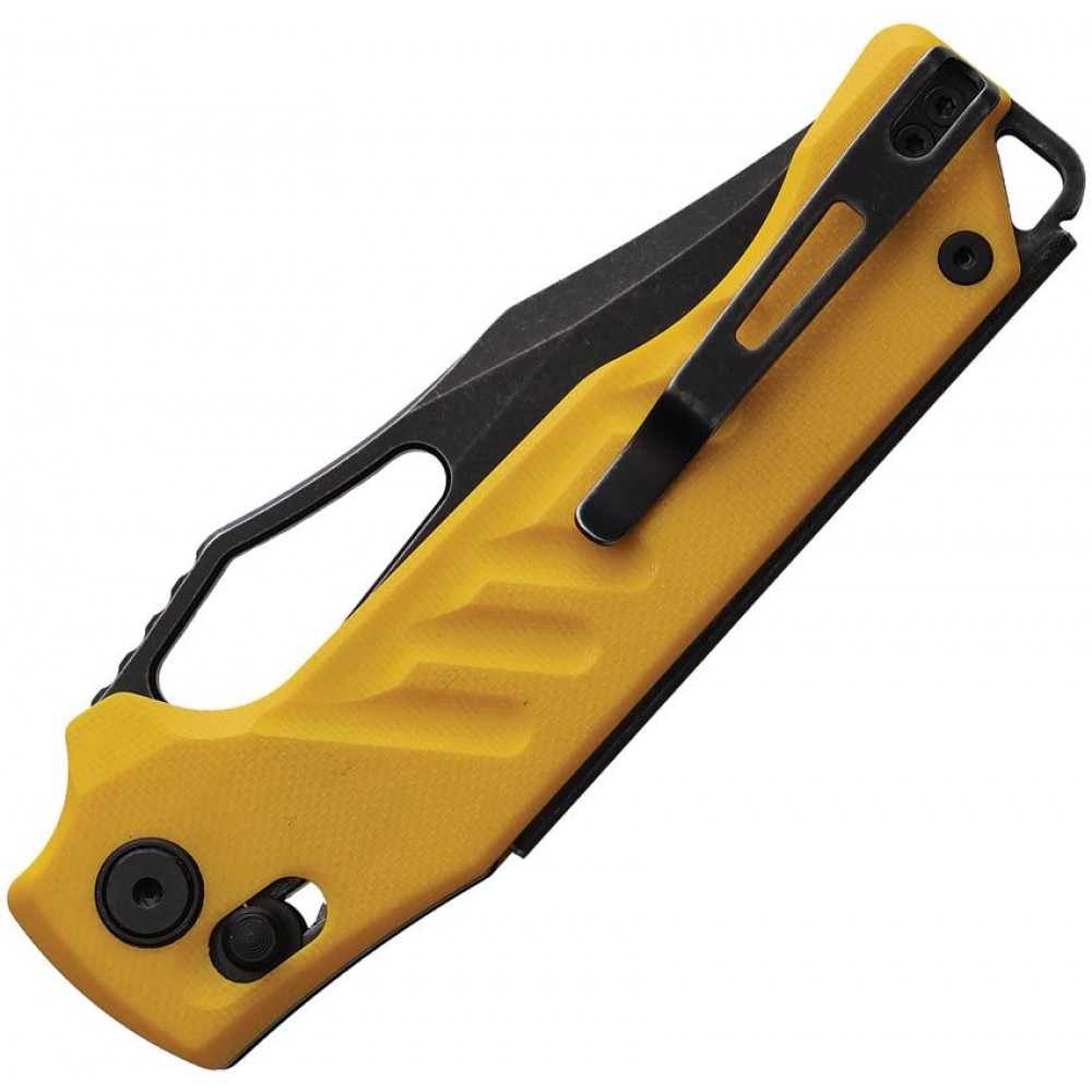 SRM Knives 238X-GY Folding Knife - 3.62" Black Blade Yellow G10 Handle