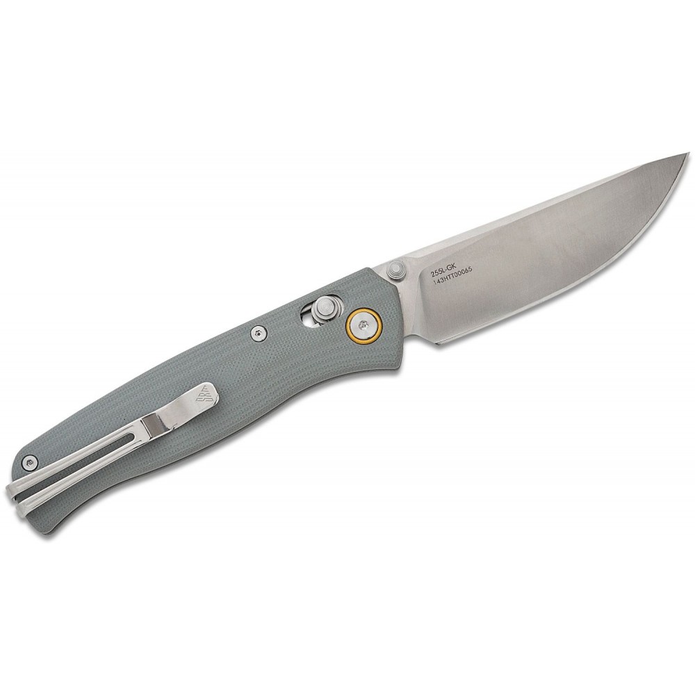 SRM Knives 255L-GK Ambi-Lock Folding Knife - 3.2" 10Cr15CoMoV Blade Grey G10 Handle